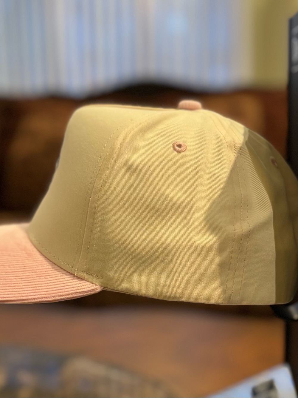 Cleveland Indians Cream & Pink Visor Corduroy SnapBack Hat - Picture 4 of 5